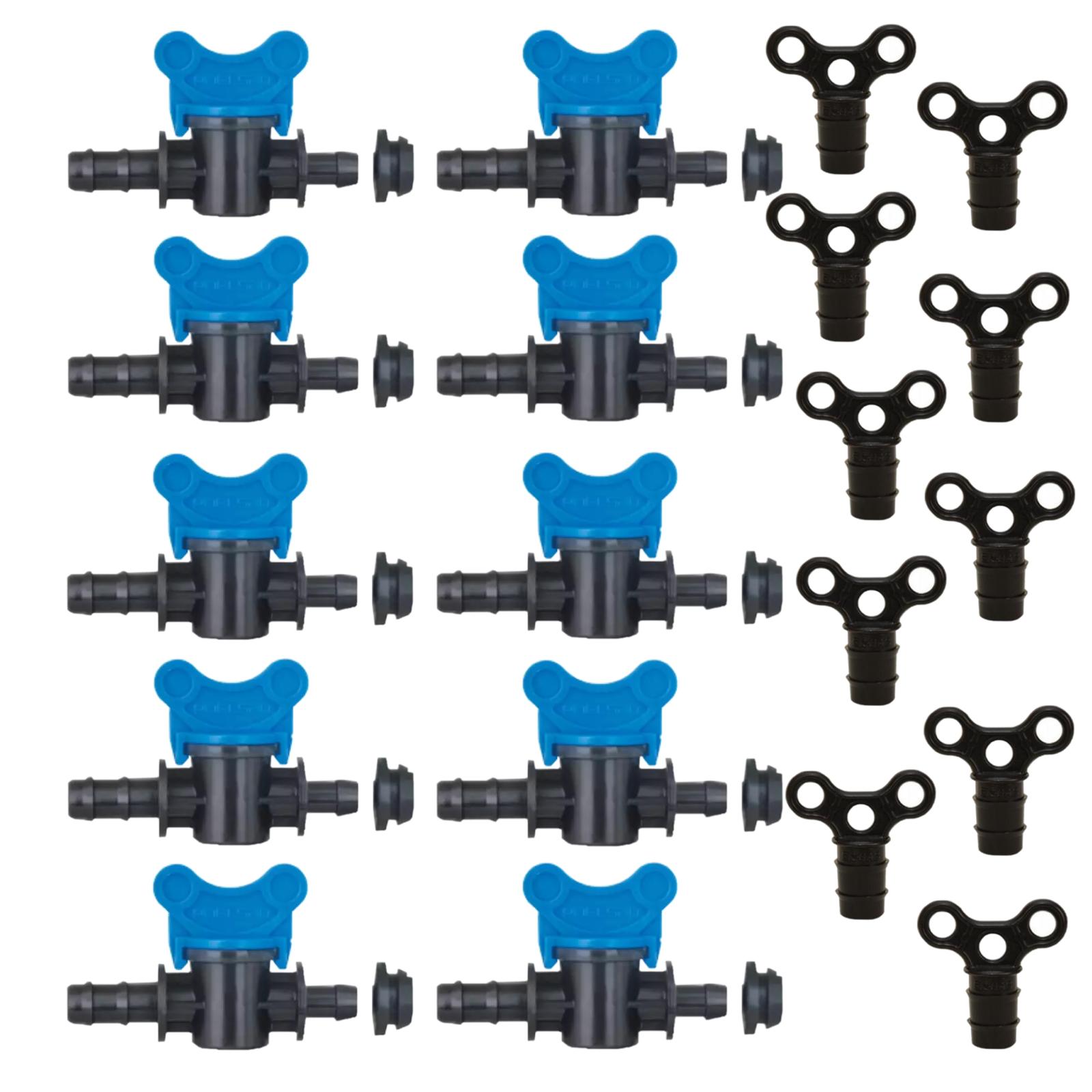 KIT Irigare 10x Robinet cu garnitura 20mm, Poelsan + dop picurare x 10 buc